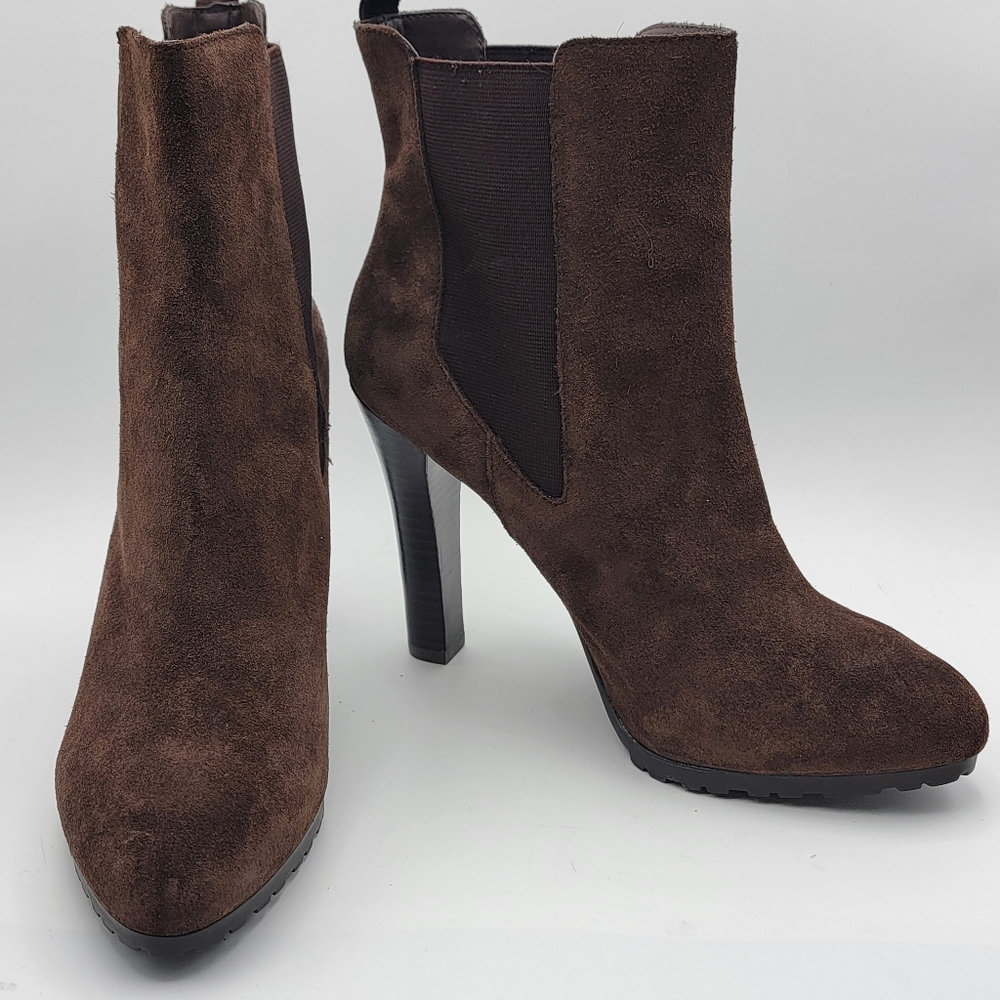 NWOT! Lauren Ralph Lauren Brown‎ Suede Heel Ankle Boots Size 10. #1618